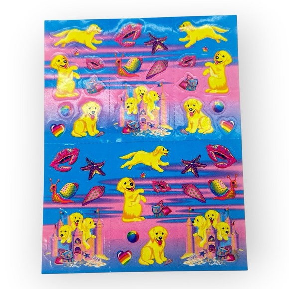 Other - Lisa Frank Stickers Puppies Sandcastle Casey Sheet Sticker Sheet S364 1990s VTG